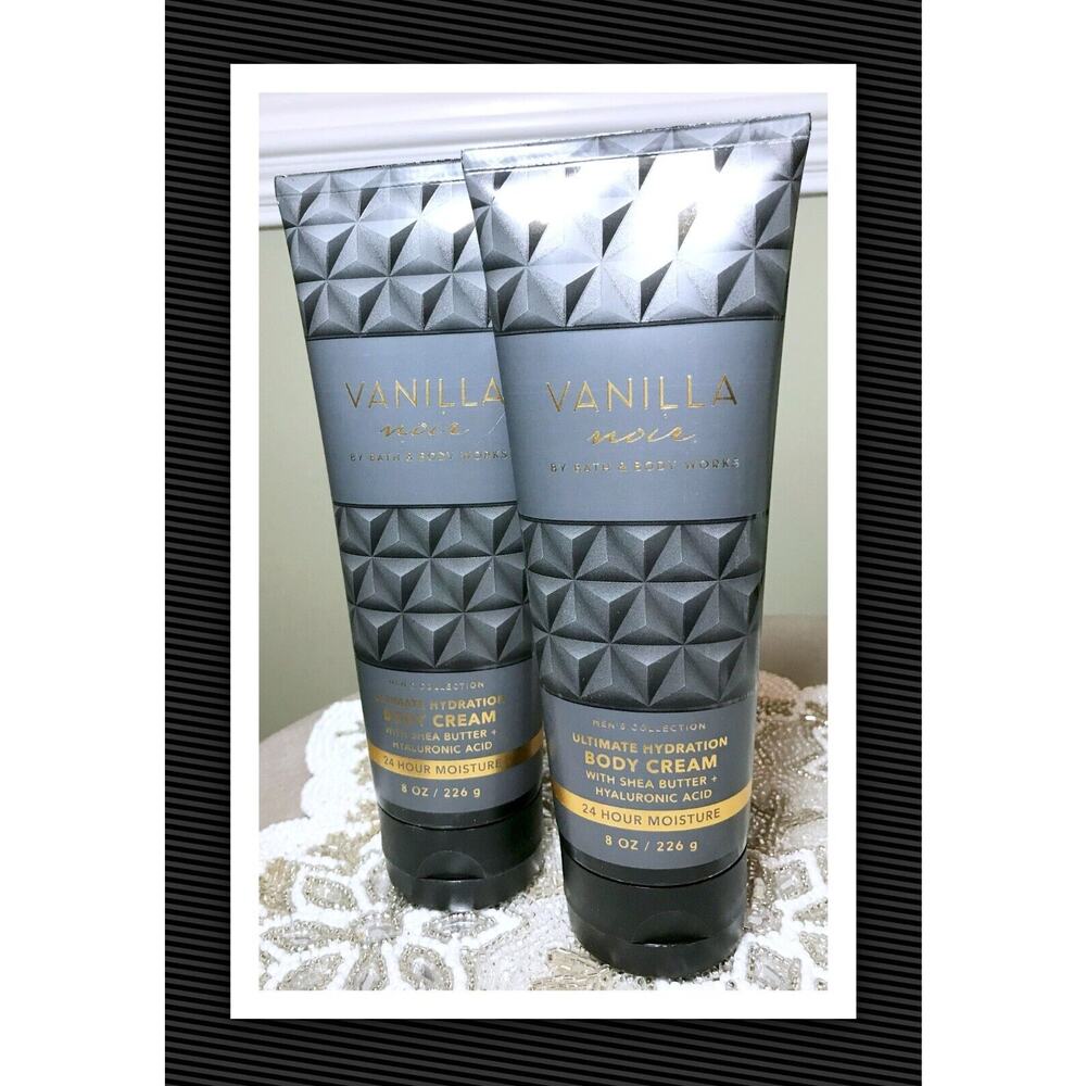 Bath & Body Works Vanilla Noir Men's Ultimate Hydration Body Cream x2 Bergamot